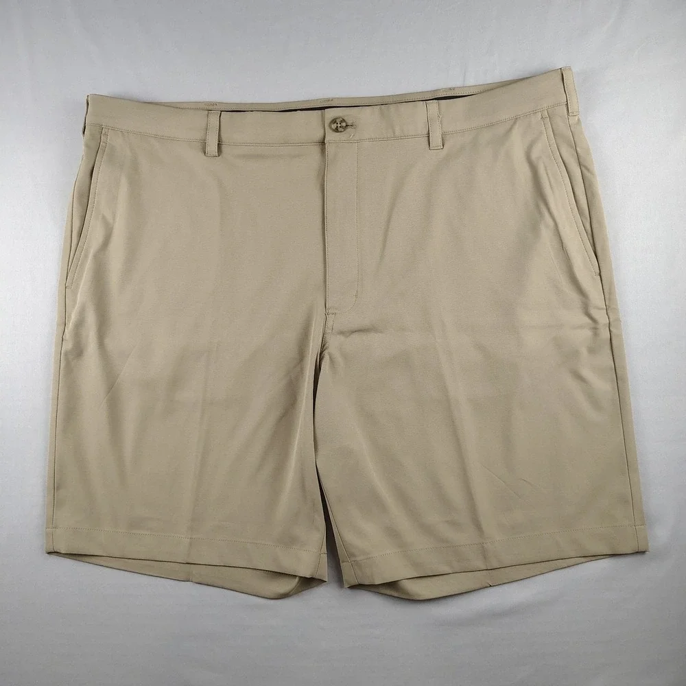 2-PGA TOUR Men's Golf Shorts Size 42 Blue Khaki Stretch Performance Flat Front
